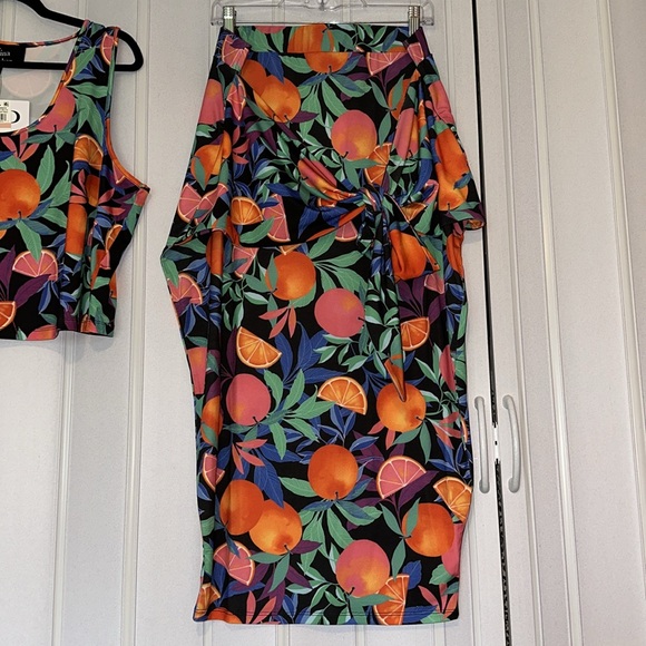 NWT NINA PARKER TROPICAL FRUIT SKIRT & CROP TOP SET 2X - Picture 6 of 10